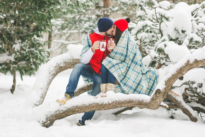 Зимняя фотосессия лав стори