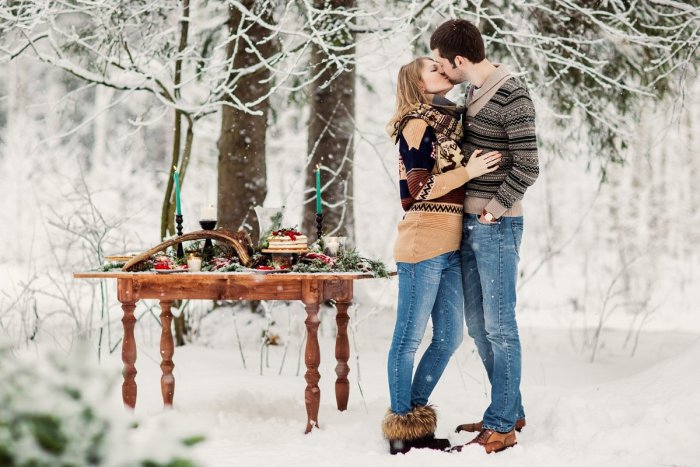 Лав стори на природе зимой