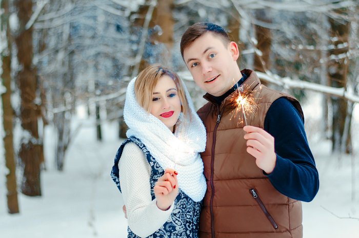 Зимняя фотосессия лав стори