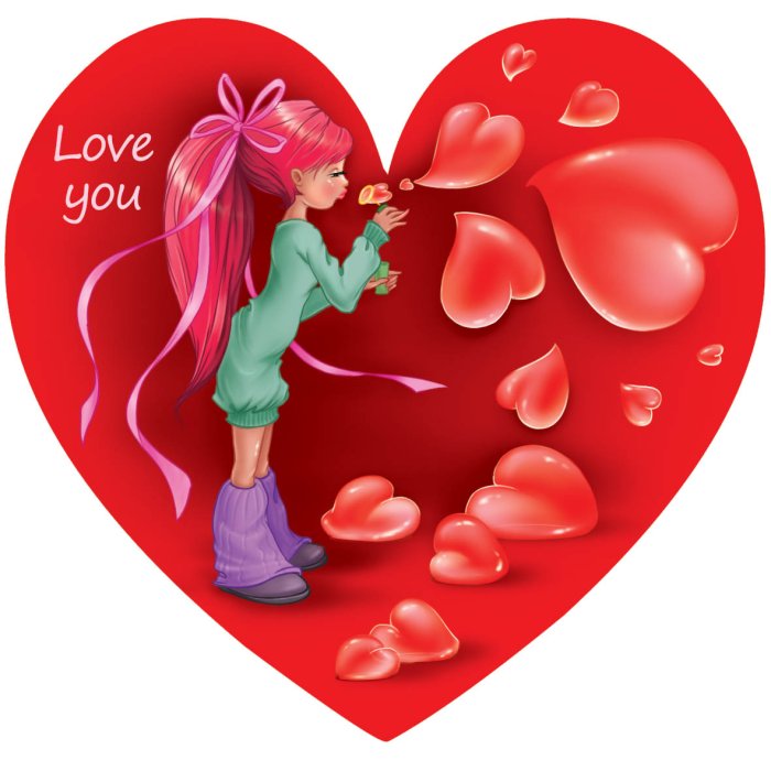 Валентинки цветные