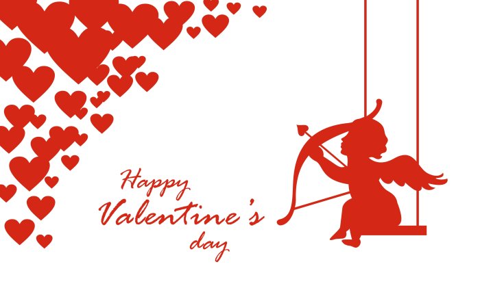 Плакат день Святого Валентина Купидон