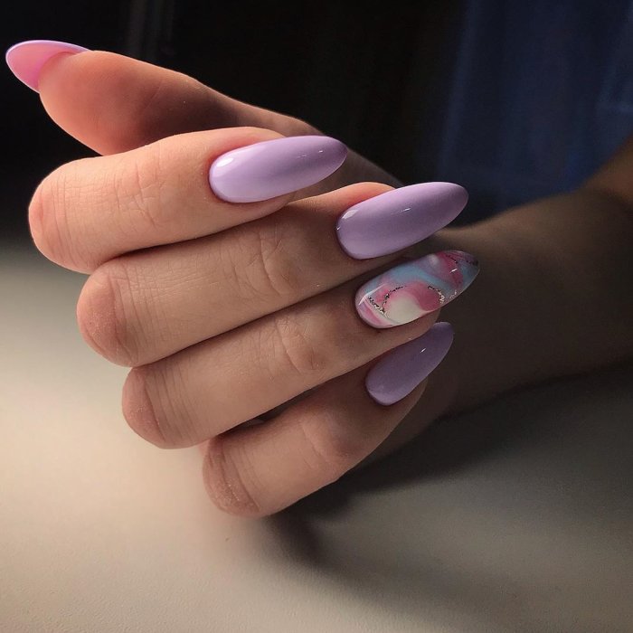 Красивый розовый маникюр на длинные ногти