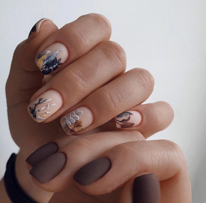 Маникюр на короткие ногти 2021 осень