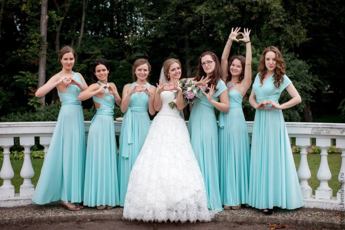 Голубые платья для подружек невесты