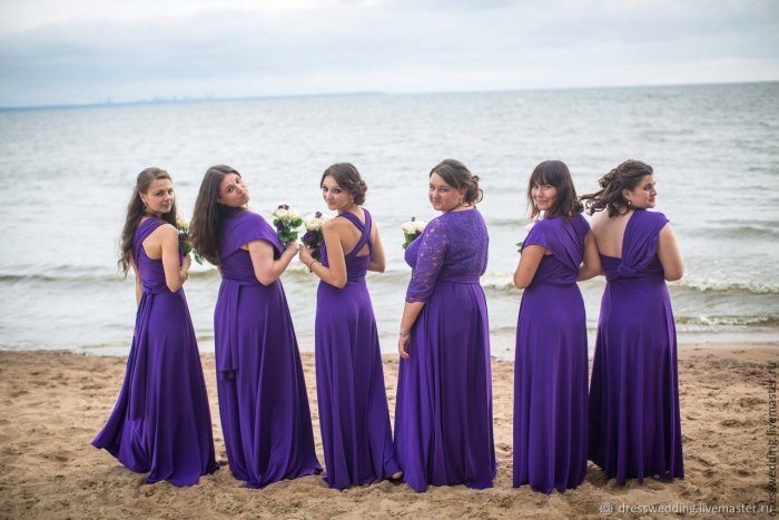 Нюдовые платья подружек невесты