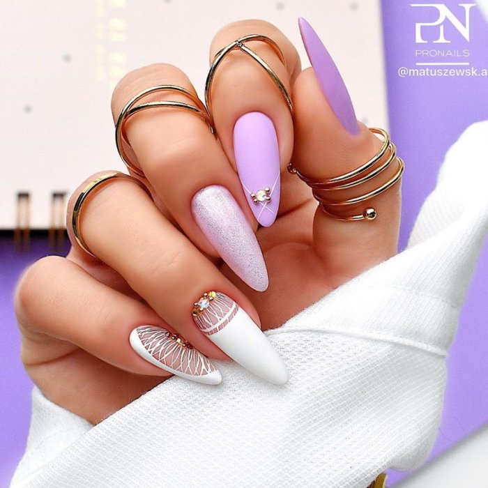 Нежный маникюр на длинные ногти