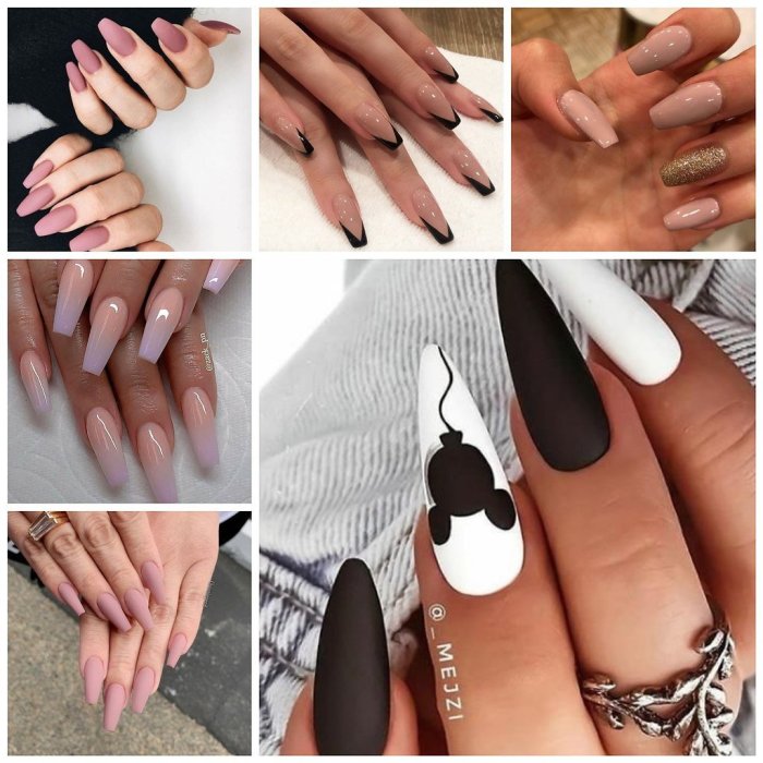 Маникюр в голубых тонах на длинные ногти