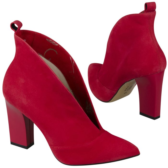 Ботильоны красные замшевые Эконика