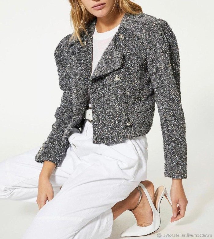 Черный двубортный жакет Mango