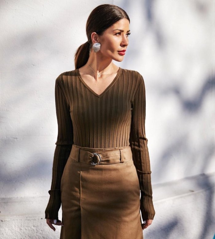 Платье Vila бежевое из кожи