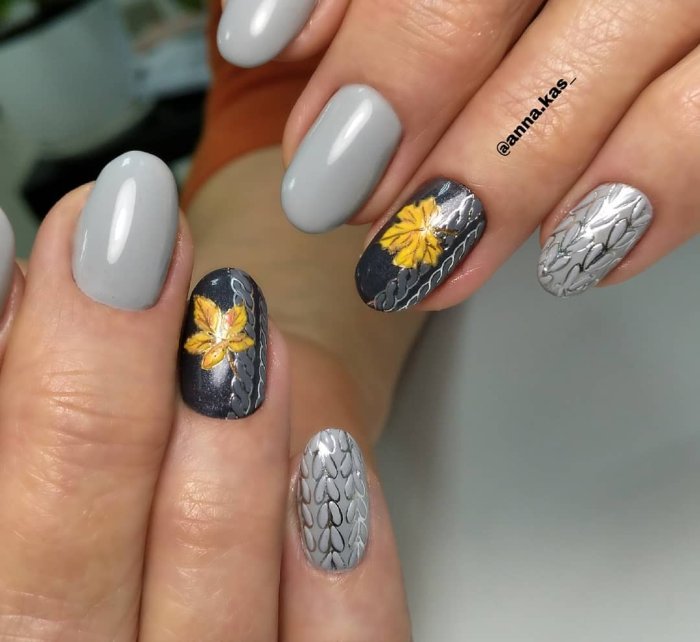 Маникюр на короткие ногти осень