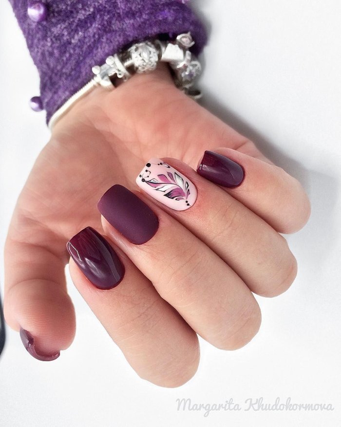 Маникюр осень 2020 на квадратные ногти