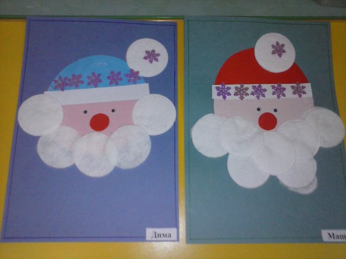 Дед Мороз из ватных дисков объемный