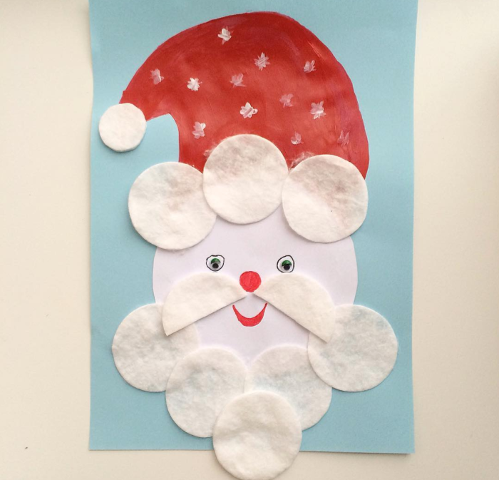 Поделка дед Мороз из ватных дисков