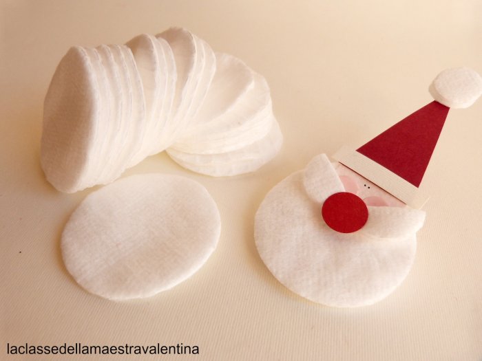 Поделка дед Мороз с ватными дисками