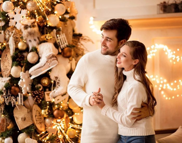 Романтичная Новогодняя фотосессия в студии