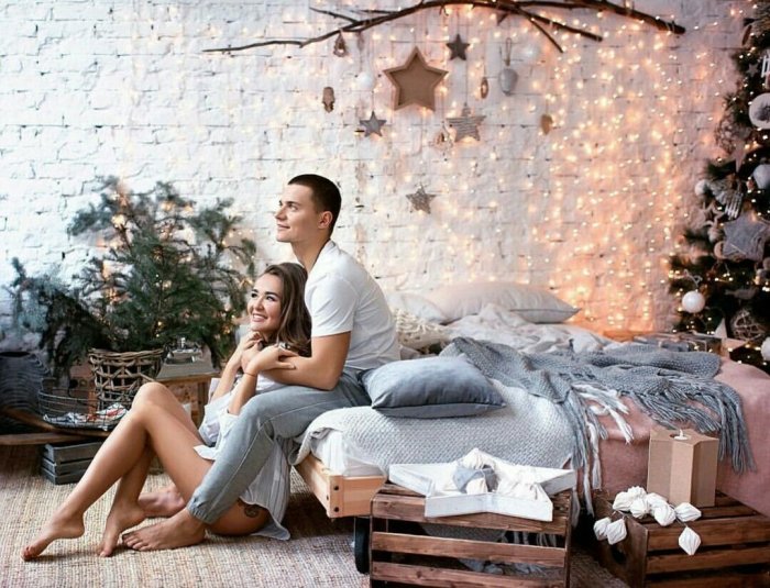 Новогодняя фотосессия в студии пара