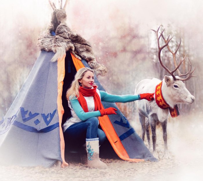 Семейная пара северных оленей