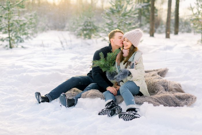 Зимняя фотосессия лав стори