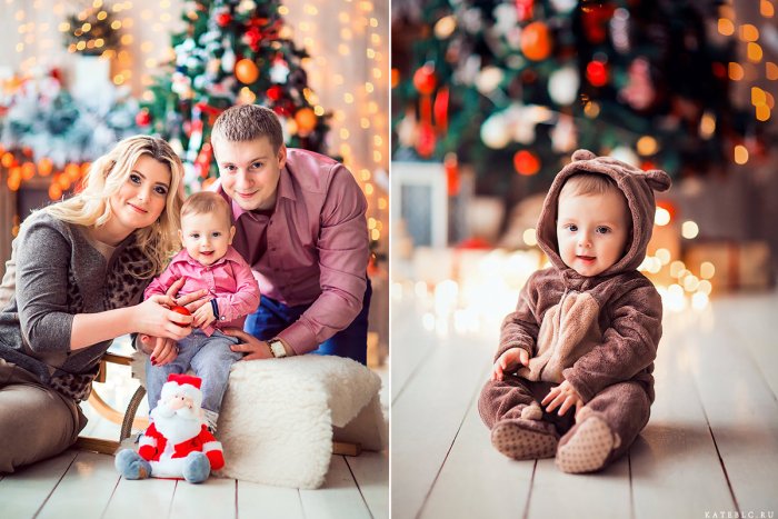Зимняя фотосессия в студии семейная
