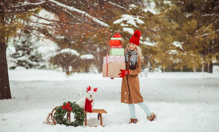 Зимняя фотосессия с санками