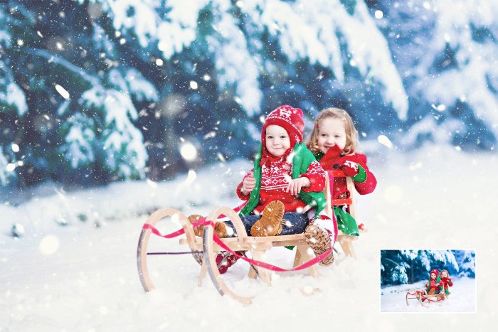Новогодняя фотосессия с санками