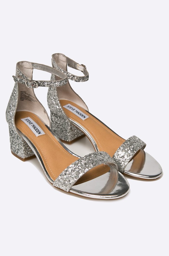 Босоножки серебристые на каблуке Steve Madden
