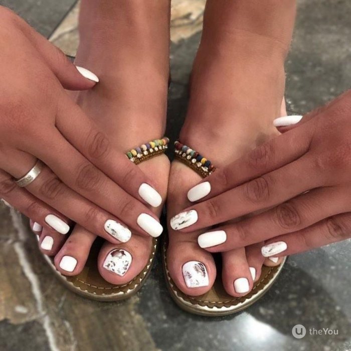 Педикюр с цветом цитрусовый микс