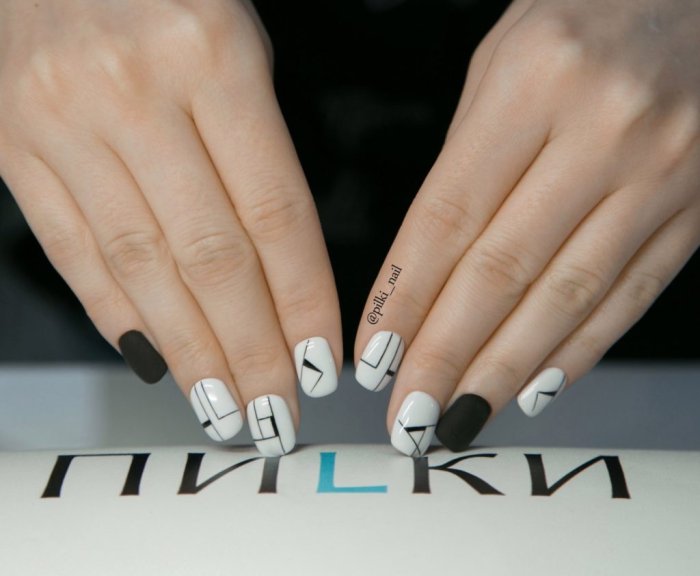Маникюр геометрия на короткие