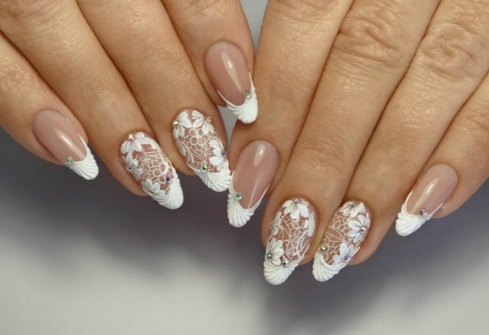 Свадебный дизайн ногтей