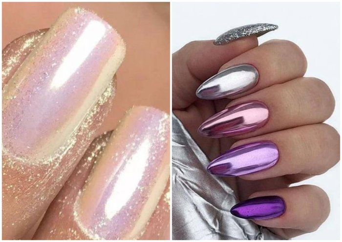 Маникюр перламутровый с блестками