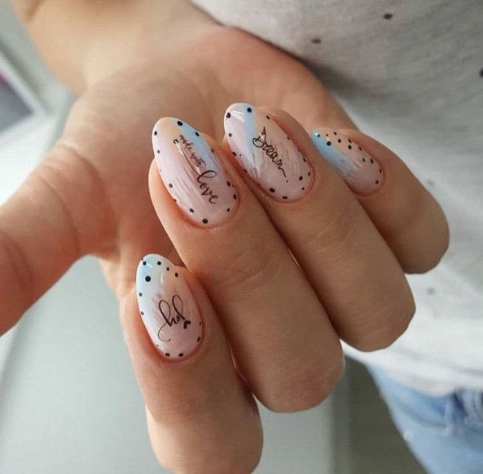 Маникюр перепелиное яйцо миндаль