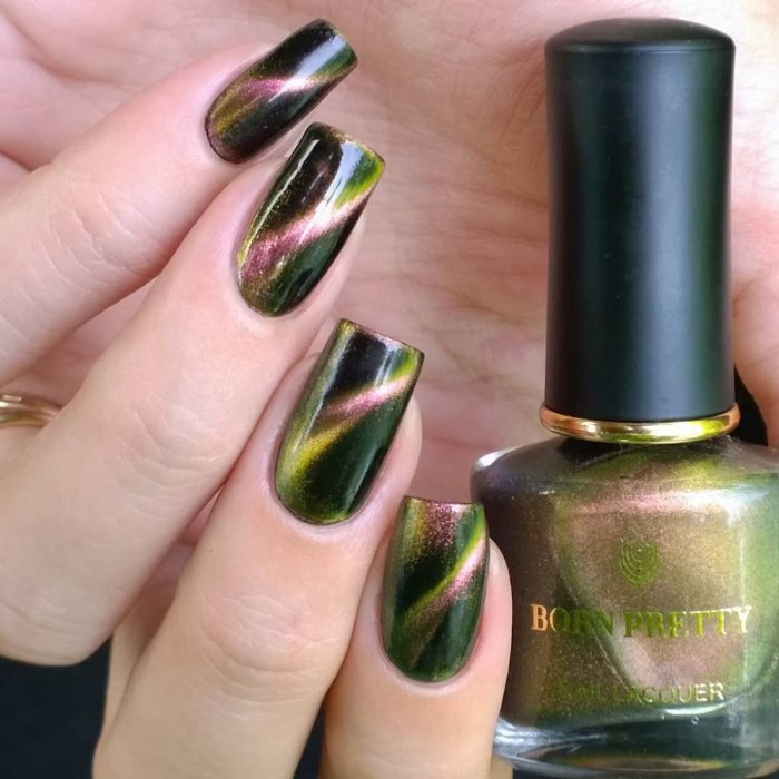 Маникюр кошачий глаз хамелеон