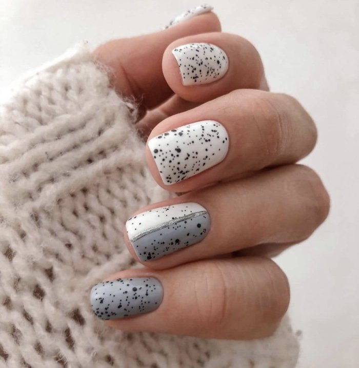 Маникюр зимние перепелиное яйцо