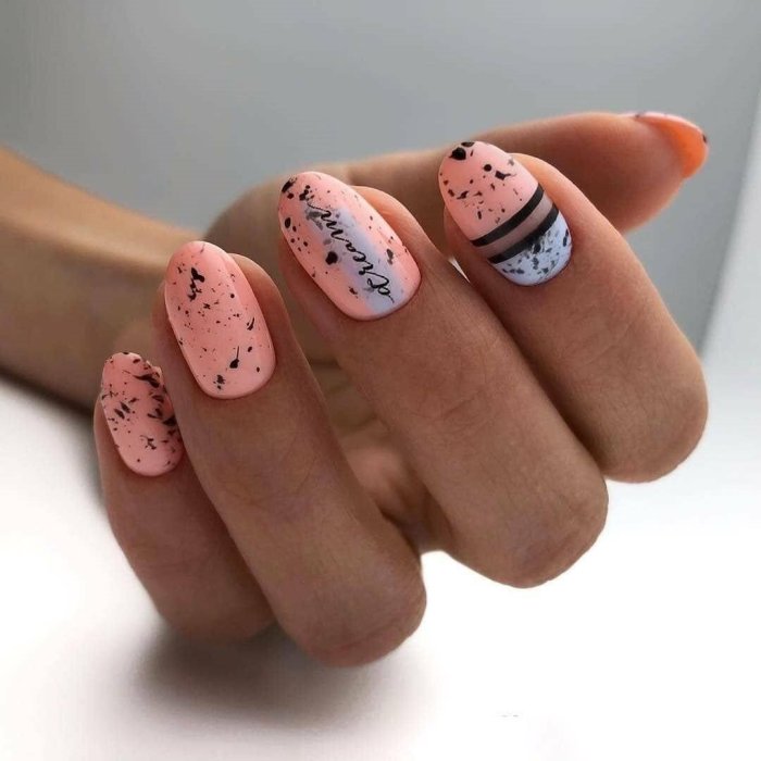 Маникюр перепелиное яйцо миндаль