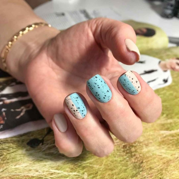 Маникюр с эффектом перепелиного яйца