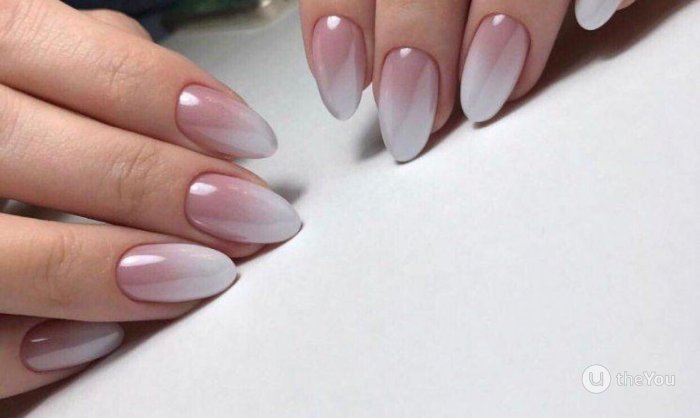 Маникюр градиент на овальные ногти