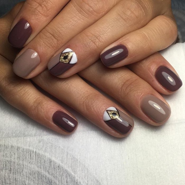 Ногти миндаль коричневые