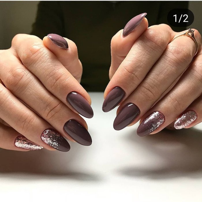 Маникюр в бежево-коричневых тонах