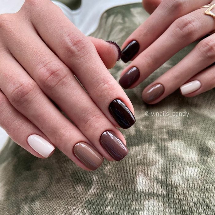Маникюр шоколадного цвета