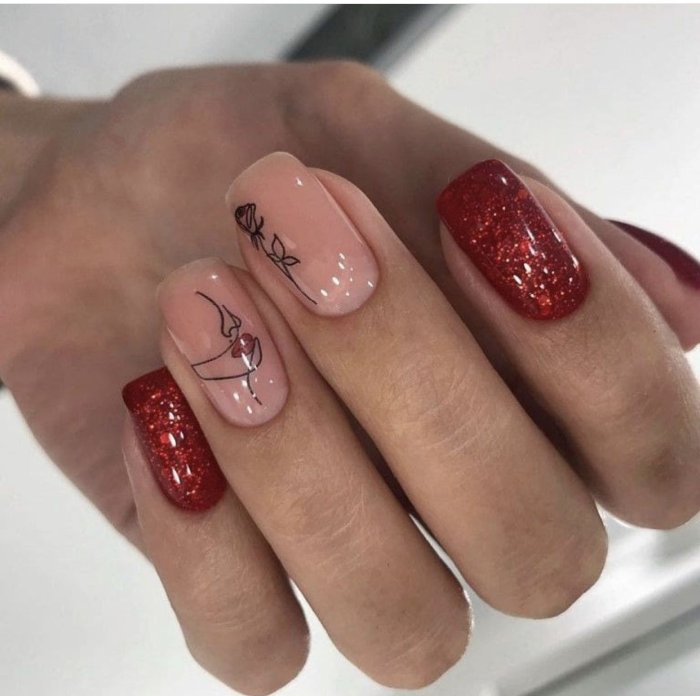 Маникюр осень 2022 красный