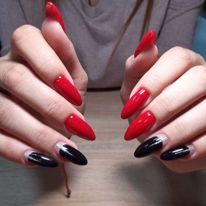 Ногти красные с черным