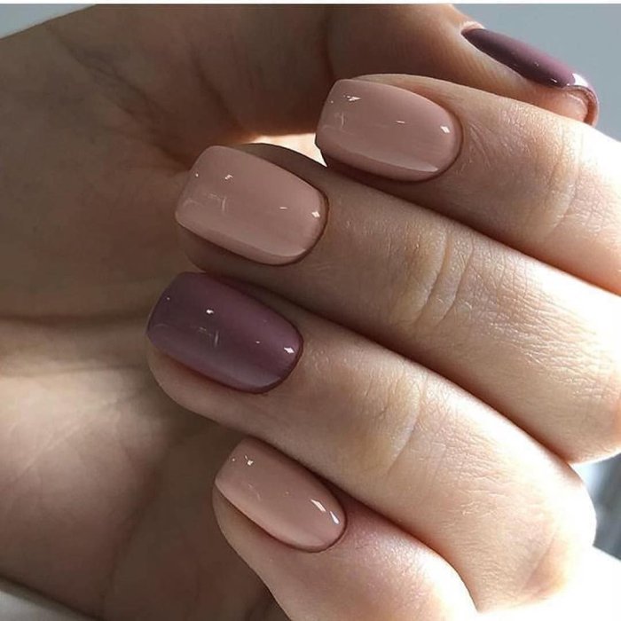Нюдовый маникюр 2021 на короткие ногти квадрат