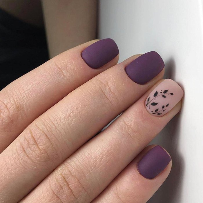 Маникюр однотонный матовый