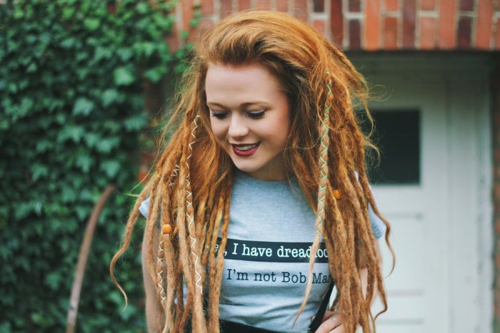 Дреды коричнево голубые