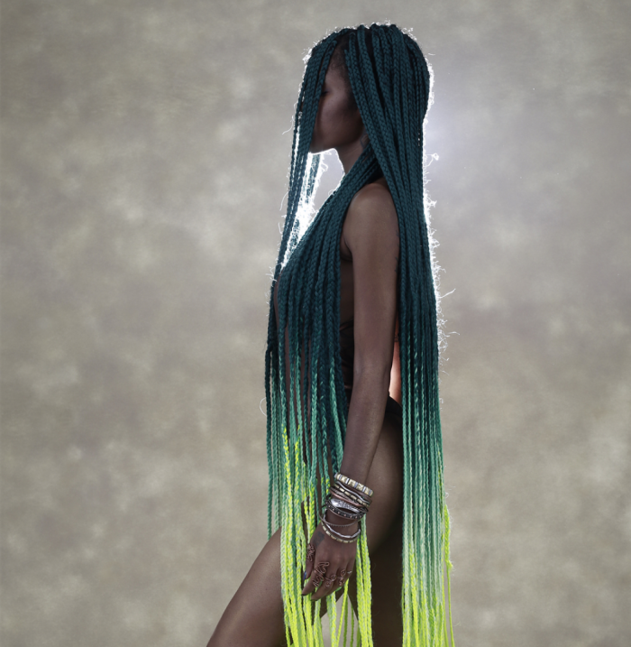 Афрокосы с канекалоном зеленые