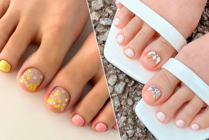 Педикюр с ромашками