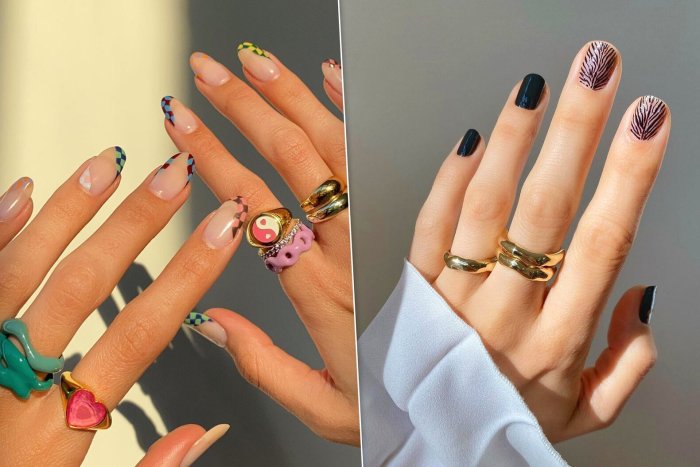 Голубые ногти миндаль